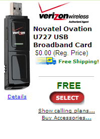 USB Broadband Card for Verizon Wireless lets you connect your PC, Mac or Linux machine to the Internet nationwide on the Verizon Wireless 